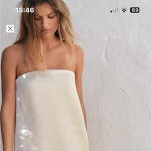 Elegant satin Cream Strapless top